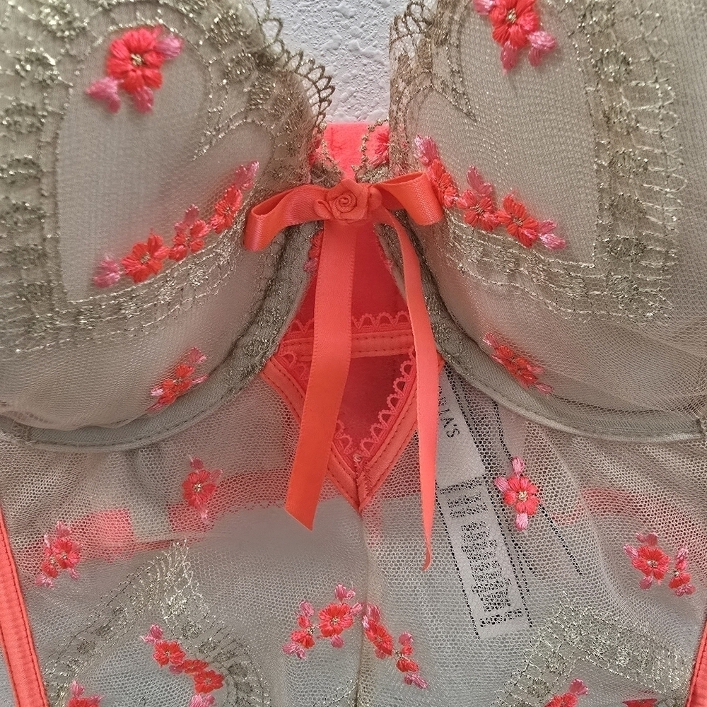 Victoria's Secret Bra Dream Angels Lightly-Lined Hert- Embrifery Size 34DD - Picture 4 of 15
